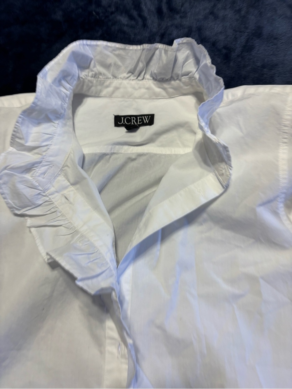 J. Crew White Ruffle Collar Dress Shirt #8